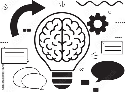 Creative thinking process transforming ideas into actionable solutions through communication