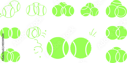Set with tennis balls vector icons. Tennis balls black and yellow collection. Sport game.
