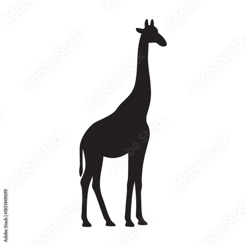 Silhouette of a giraffe standing tall with long neck