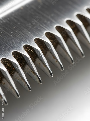 Sharp metal saw blades for cutting wood or metal, isolated macro view