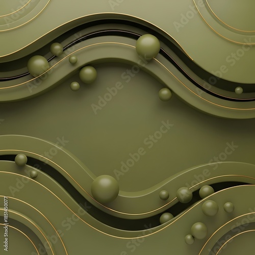 Sophisticated abstract background with fluid geometric shapes and spheres