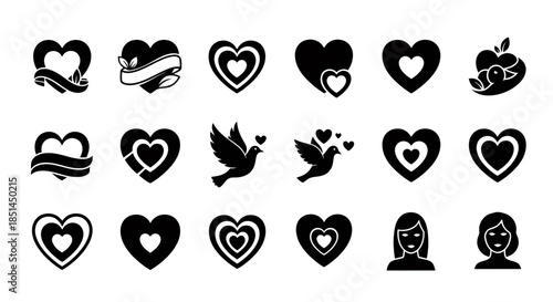 A collection of vector heart icons, each possessing a unique design, perfect for conveying love, affection, or adding a touch of romance to any creative project.