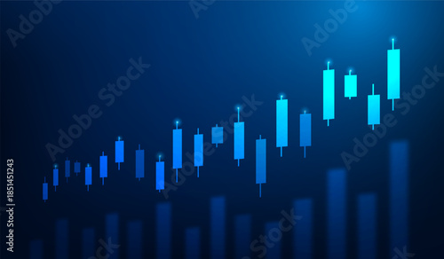 business finance investment growth technology on blue background. graph stock market economy money increase. vector illustration fantastic technology.