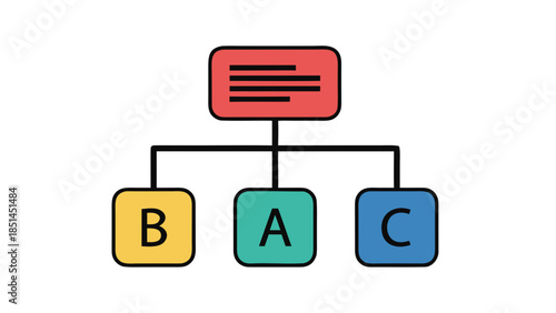 Simple Organization Chart with Boxes and Letters