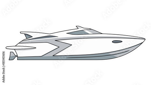 Sleek White Motor Yacht Illustration