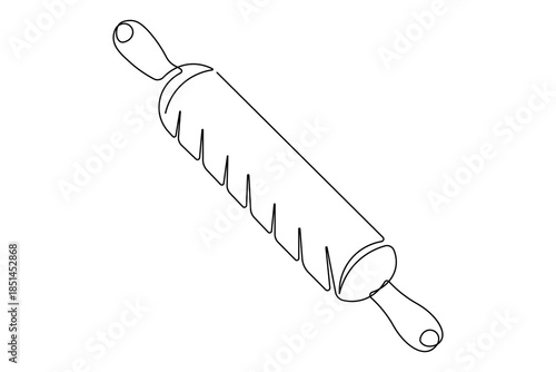 Pastry tool icon continuous one line art drawing roller element isolated