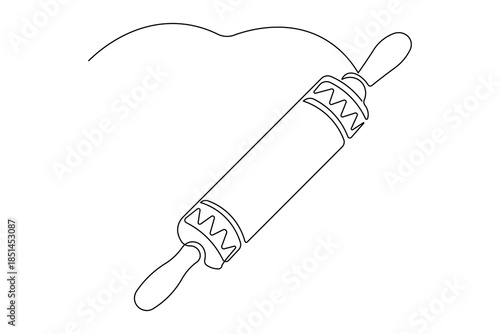 Single line art illustration of a rolling pin continuous outline drawing