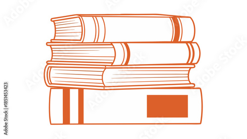 Stack of Orange Outline Books Illustration
