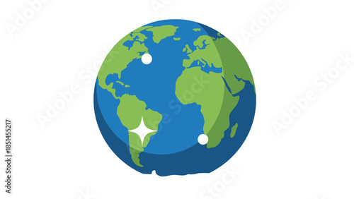 Stylized Globe Earth with Location Markers