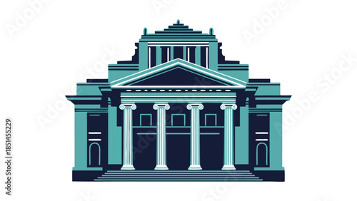 Stylized Greek Temple Architecture Illustration