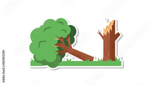 Stylized Illustration: Damaged Trees After Storm