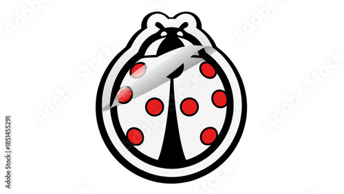 Stylized Ladybug Logo with Red Spots and Metallic Wing Detail