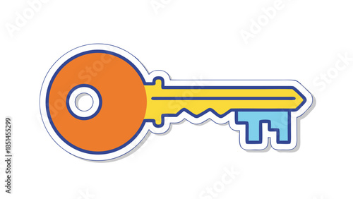 Stylized Key Icon: Orange, Yellow, and Blue Design