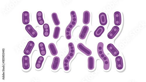 Stylized Purple Bacteria Microscopic Organisms Illustration