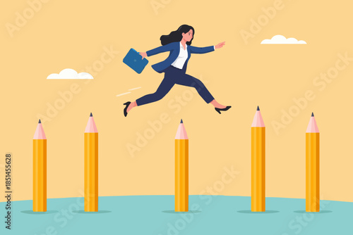 journey to reach higher education, motivation to study harder, cost to graduate high degree education, the way to achieve high education, man crosses the pole from pencil to educational success