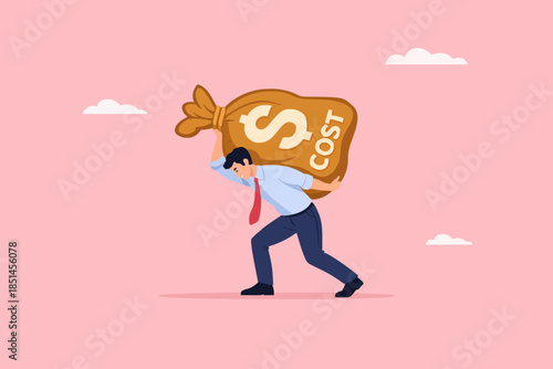 costs, financial problem in business, the company operational costs are increasing, rising business cost concept, businesswomen who object to carrying the burden of business costs that are too large