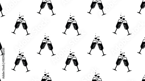 Chic Black and White Champagne Glass Pattern for Celebrations