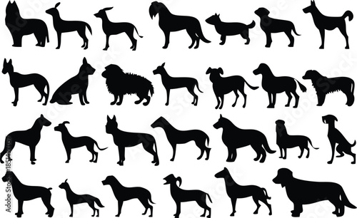 Collection of Dog Silhouettes in Various Poses