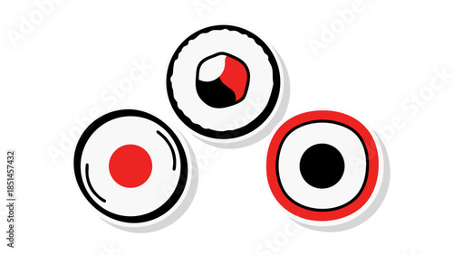 Stylized Sushi Rolls Icon Set