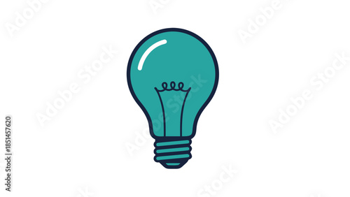 Teal Light Bulb Icon - Idea Symbol