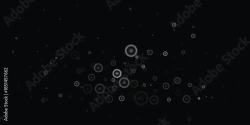 Scattered bubbles with glowing effect, with small and large circles on a black background