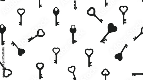 Heart-Shaped Keys Pattern on White Background