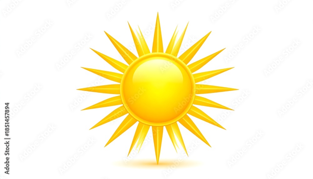 Fototapeta premium Radiant, stylized sun with a golden glow and sharp, pointed rays