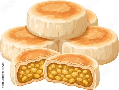 Traditional Mooncakes with Lotus Seed Filling.