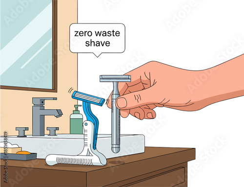 Hand holding a safety razor.