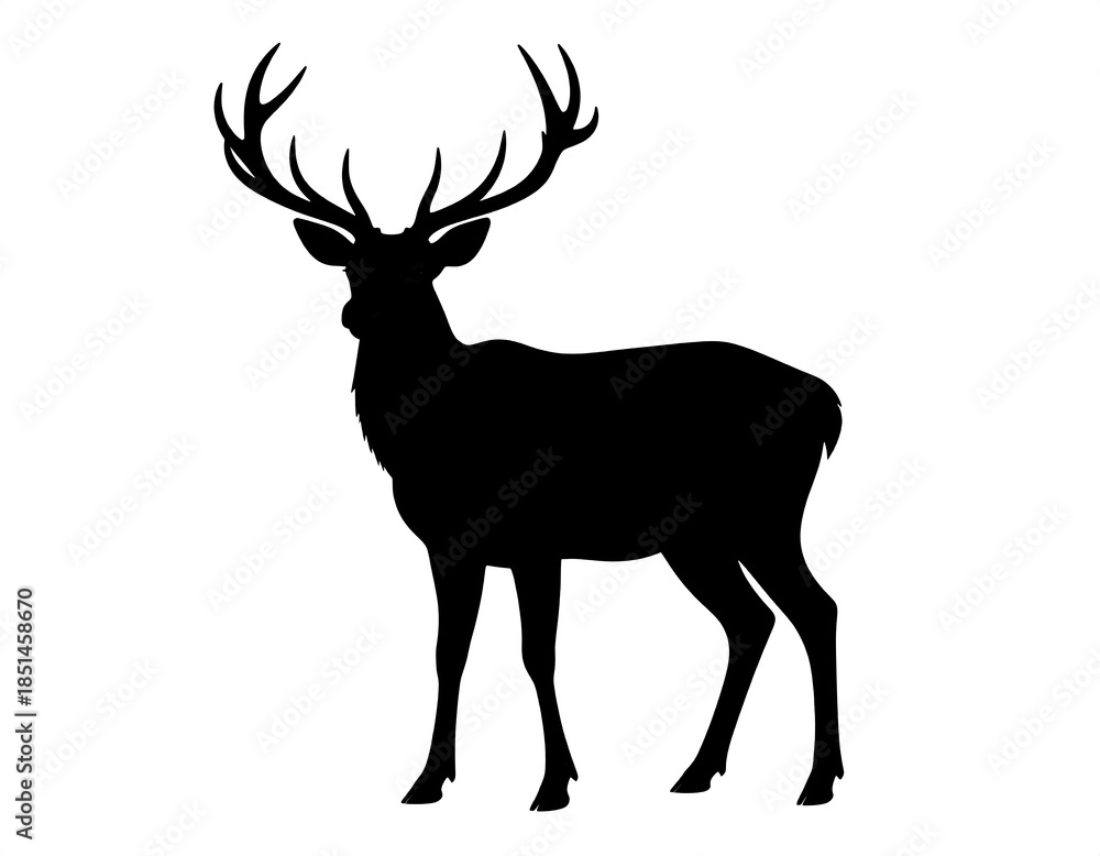 Obraz premium Silhouette of a stately stag on a pristine white background