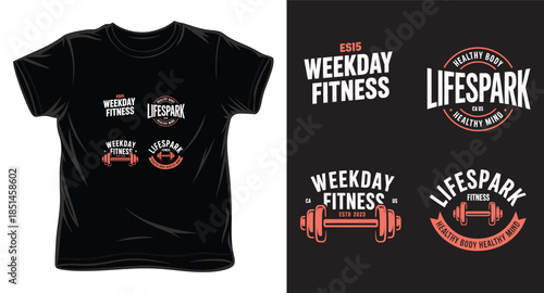 weekday fitness graphic victor art t-shirt design print template