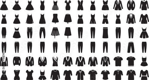 Extensive Array of Fashion Apparel for Women in Monochrome Icons