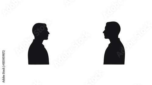 Two Men Facing Each Other Silhouette - Communication Concept