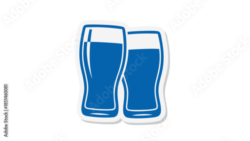 Two Blue Beer Glasses Icon Sticker