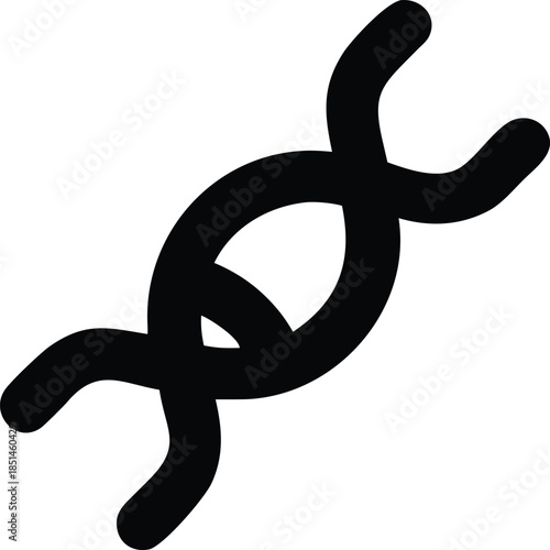 Black DNA double helix symbol on white molecule science
