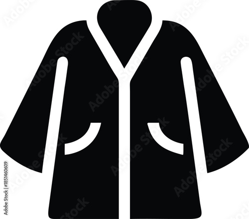 Black silhouette of a bathrobe with pockets dressing gown