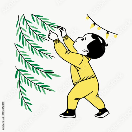 Child reaching for tree branch