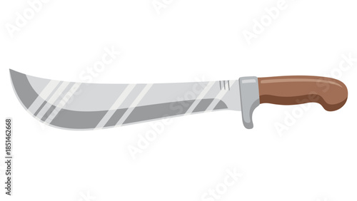 Vector Illustration of a Shiny Machete with Wooden Handle