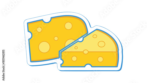 Vector Illustration of Swiss Cheese Slices with Holes