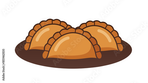 Vector Illustration of Three Empanadas on a Plate