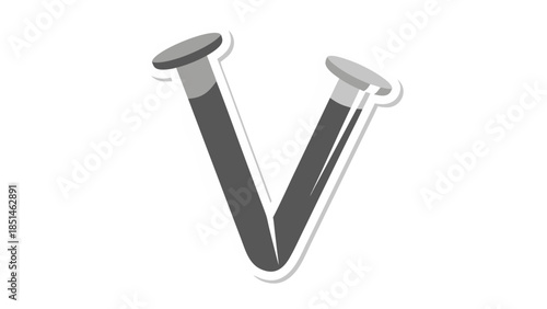 Vector Illustration of Two Nails Forming a V Shape