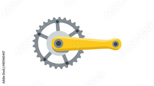 Yellow Bicycle Crankset and Chainring - Flat Icon