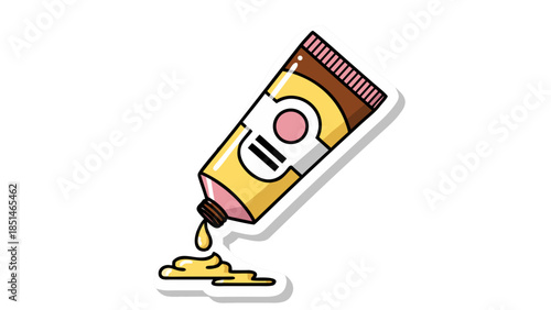Yellow Cream Tube Dispensing Ointment or Paint