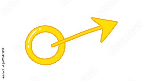 Yellow Mars Symbol Arrow Icon, Simple Cartoon Style