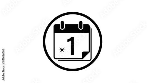 Calendar icon with number one and star, symbolizing a special date or event reminder.
