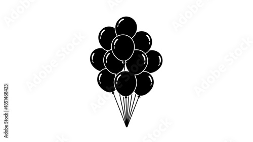Black balloons icon for celebration and party decoration.
