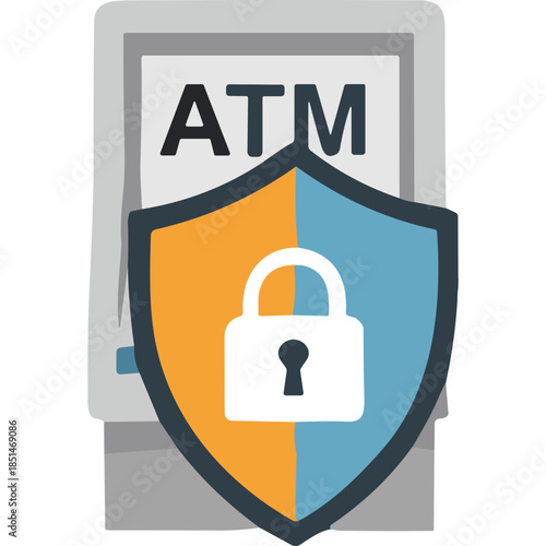 ATM Security Shield with Lock Icon