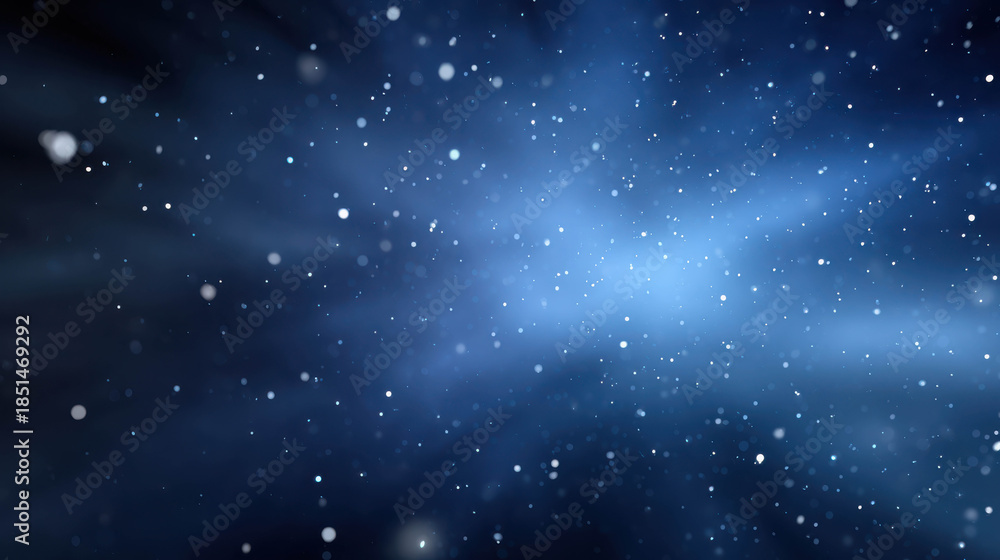 Obraz premium Soft Minimalistic Close-Up of a Scattered Field in Space with a Dreamy Blue Background and Gentle Light Effects