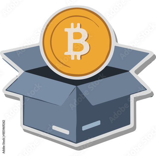Bitcoin in a Box Icon: Cryptocurrency Investment and Storage Concept