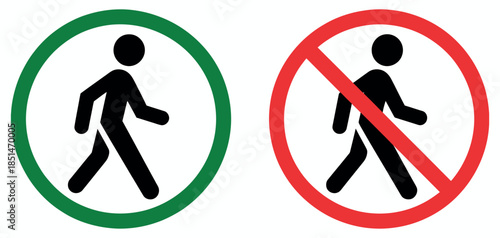 Pedestrian walk icons no walking symbol traffic instruction